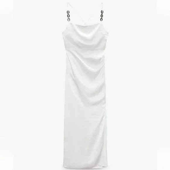 ZARA CHAIN STRAP SATIN EFFECT DRESS - Picture 2 of 4